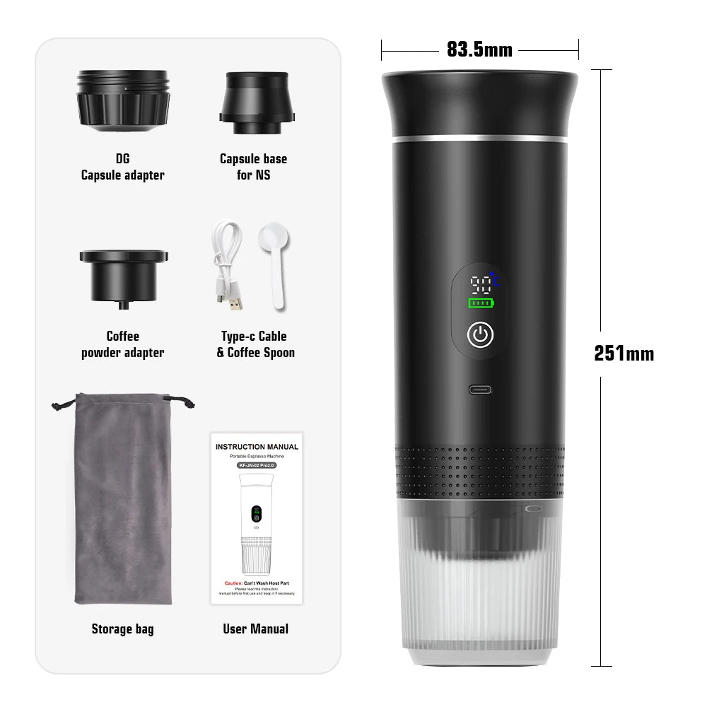 Cafetera Espresso Portátil 3 en 1 – Tu Barista de Bolsillo